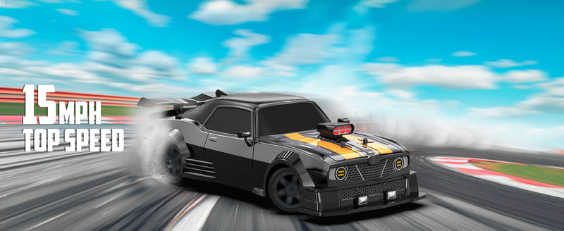 RACENT 1:16 RC Drift Car, 2.4Ghz 4WD 18KM/H Remote Control Car with Spray Mist, 2 Batteries