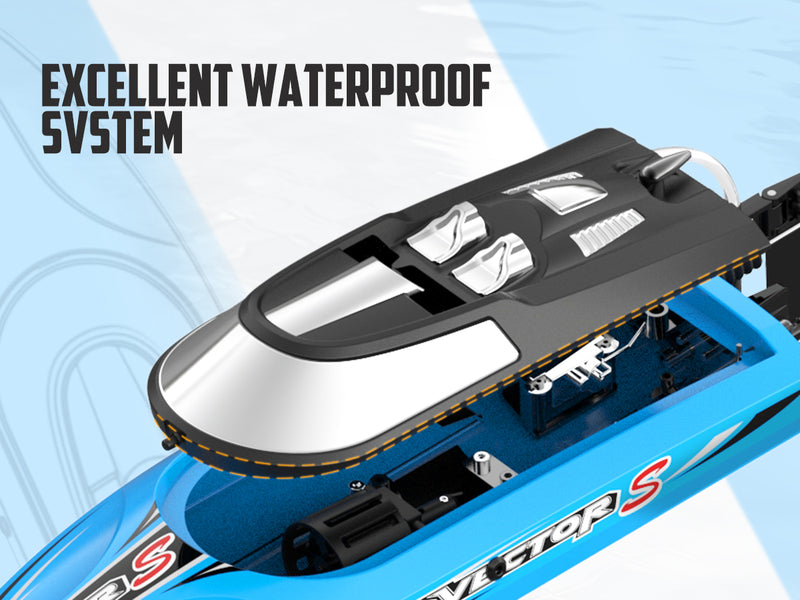 VOLANTEXRC Vector S Barco RC de alta velocidad con función de auto-enderezamiento y marcha atrás para piscina y lago (797-4 azul)