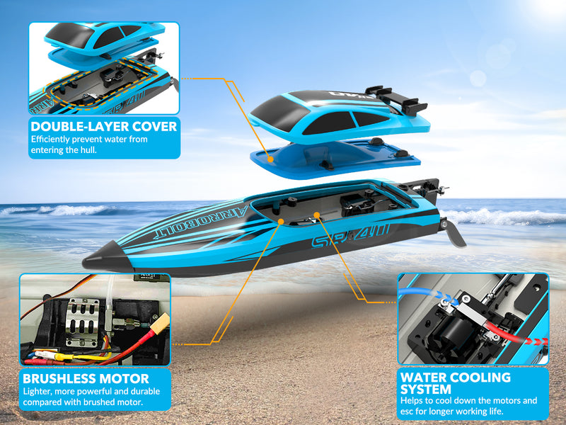 VOLANTEXRC Arrobolt SR40 Barco RC rápido sin escobillas 30+MPH, barco RC de alta velocidad para adultos (79705-azul)