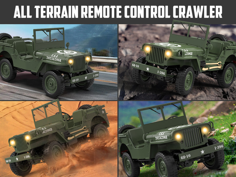 RACENT RC Crawler 1:10 Scale Simulation of a Multi-Purpose Off-Road Car 2.4G 1941 Mb Scaler Willys Jeep