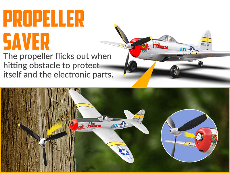VOLANTEXRC P47 Thunderbolt (RTF) 4CH 400mm with Gyro (15.7'') 76116