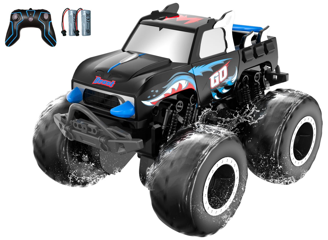STEMTRON Blue Amphibious RC Monster Truck 1:20 - Main Image