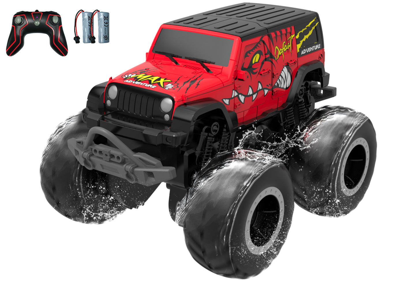 STEMTRON Amphibious Remote Control Car 1:20 All Terrain Off-Road Waterproof RC Monster Truck(Red)