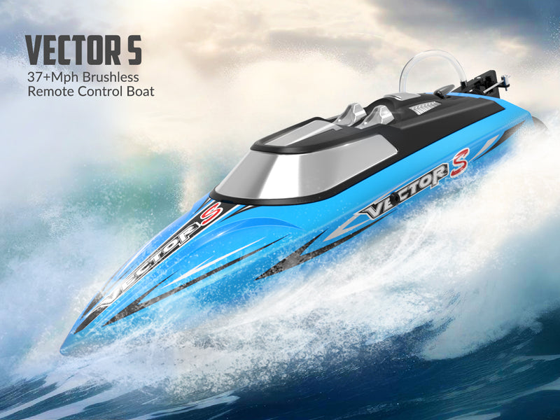 VOLANTEXRC Vector S Barco RC de alta velocidad con función de auto-enderezamiento y marcha atrás para piscina y lago (797-4 azul)