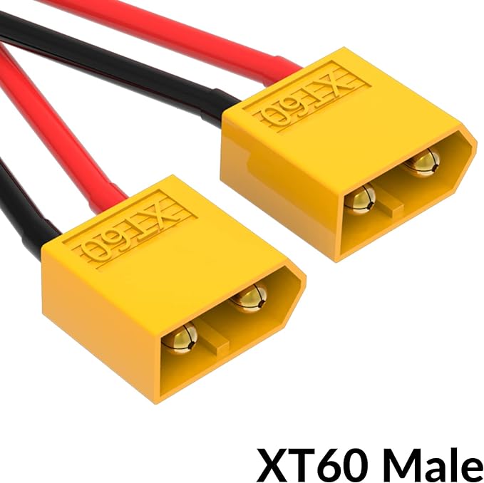 2pc XT60 Y Splitter Cable, 1 Female to 2 Male for RC Planes