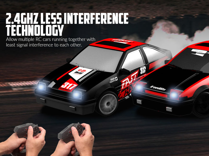 RACENT Drift Master: 1:24 Scale 4WD RC Car, 10MPH with LED Lights, Racing & Drifting Wheels