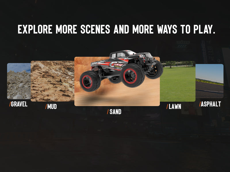 Racent - Coche de control remoto 4WD todoterreno RC Monster Truck escala 1:16 30 MPH de alta velocidad todo terreno RC vehículo para niños o adultos (785-5) (rojo)