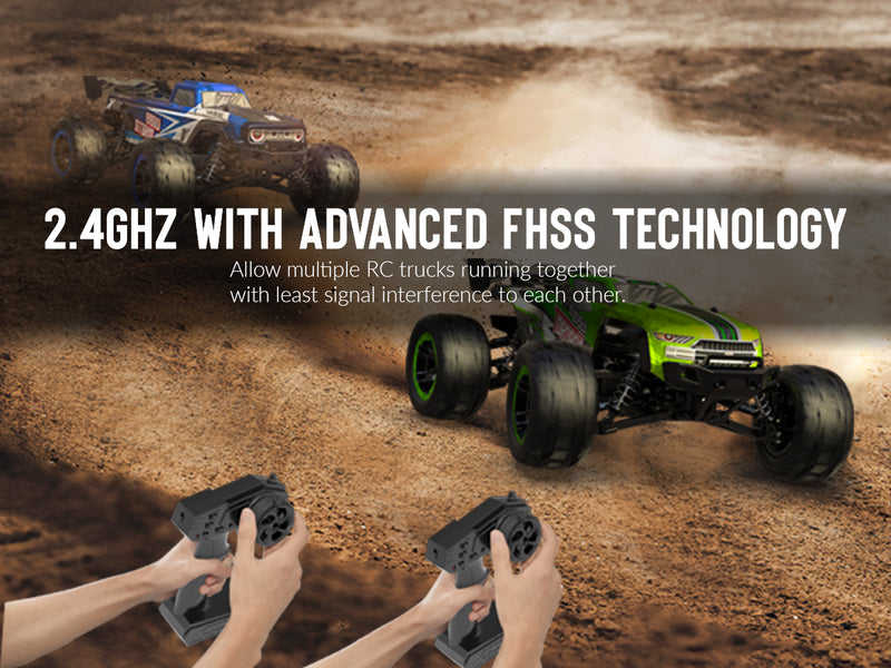 Racent - Coche de control remoto 4WD todoterreno RC Monster Truck escala 1:16 30 MPH de alta velocidad todo terreno RC vehículo para niños o adultos (785-5) (verde)