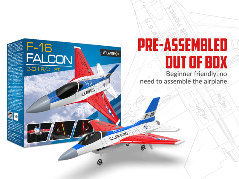 VOLANTEXRC F16 Falcon (RTF) 2CH 340mm for kids (13.4'') 76204