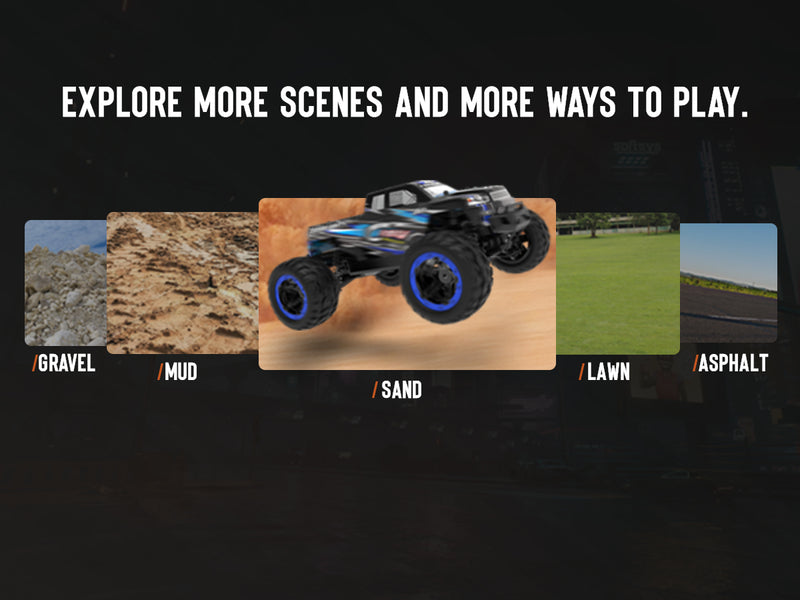 Racent - Coche de control remoto 4WD todoterreno RC Monster Truck escala 1:16 30 MPH de alta velocidad todo terreno RC vehículo para niños o adultos (785-5) (azul)