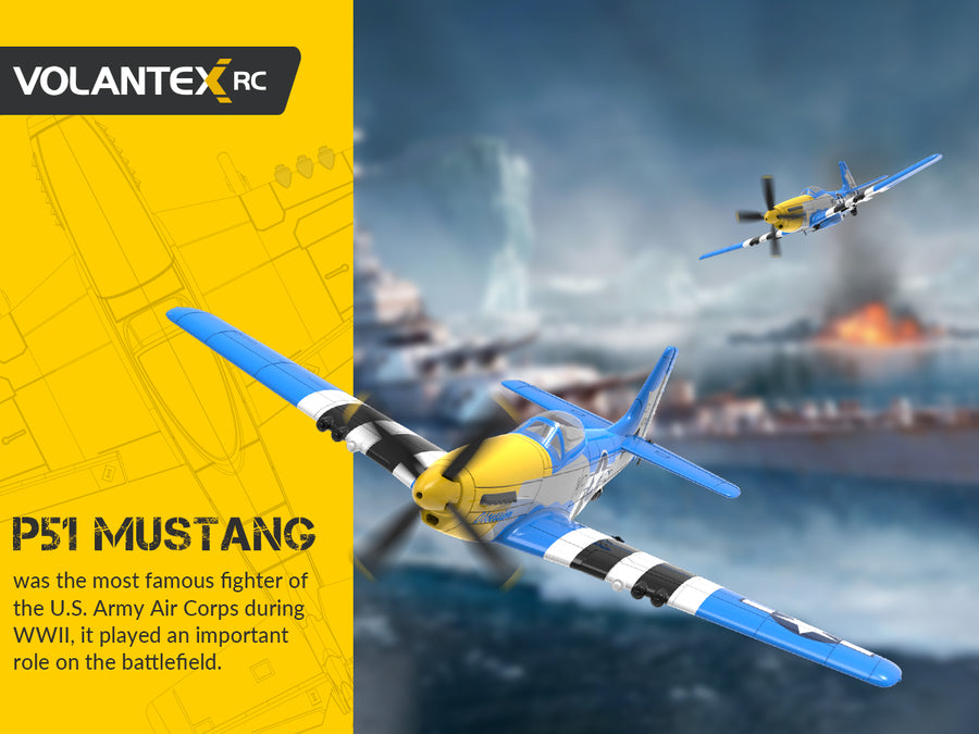 VOLANTEXRC Mustang P51 Warbird RC Airplane with Gyro Easy Fly Remote Control Plane