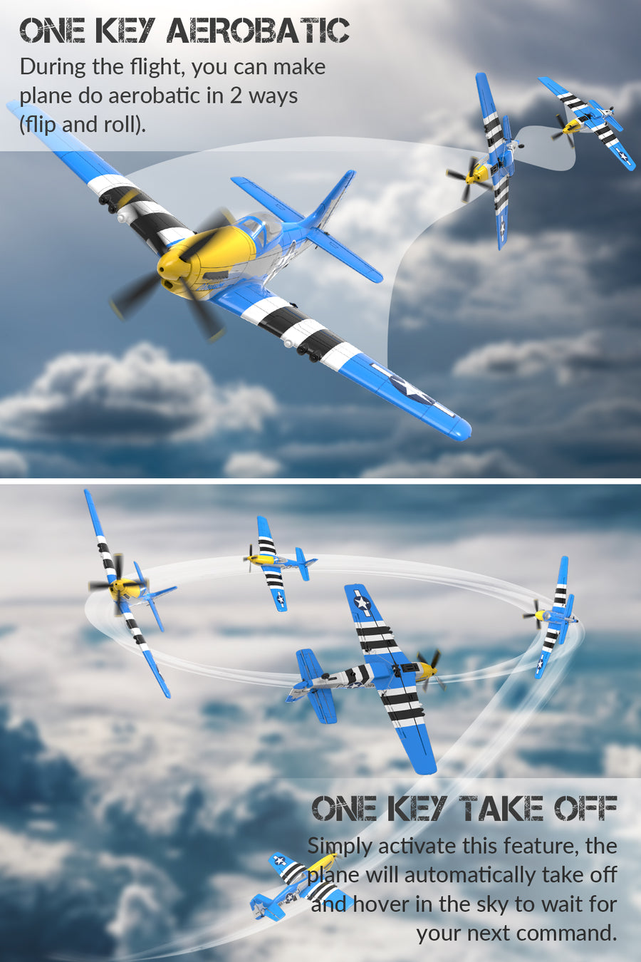 VOLANTEXRC Mustang P51 Warbird RC Airplane with Gyro Easy Fly Remote Control Plane