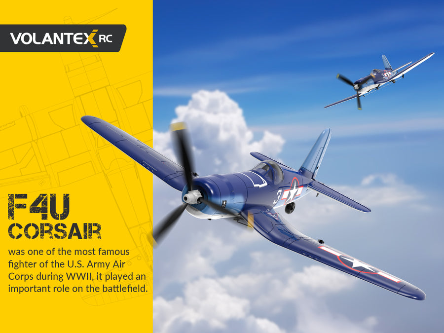 VOLANTEXRC Corsair F4U Scale RC Warbird Airplane Gyro Stabilizer One key Aerobatic