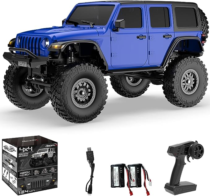 RACENT RCS24 Off Road RC Crawlers 1/24 All Terrain 4WD Monster Truck LED  Light Blue