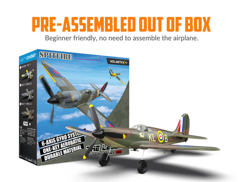 VOLANTEXRC Spitfire (RTF) 4CH 400mm for Beginners (15.7'') 76112