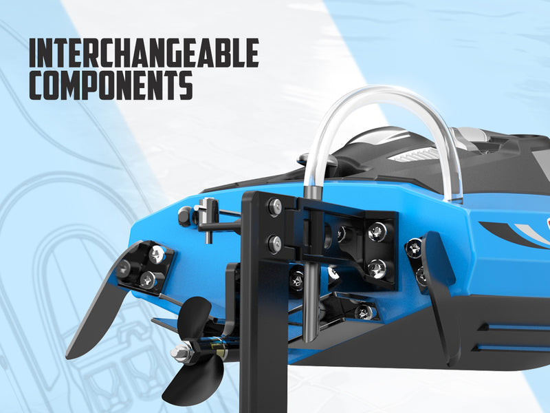 VOLANTEXRC Vector S Barco RC de alta velocidad con función de auto-enderezamiento y marcha atrás para piscina y lago (797-4 azul)
