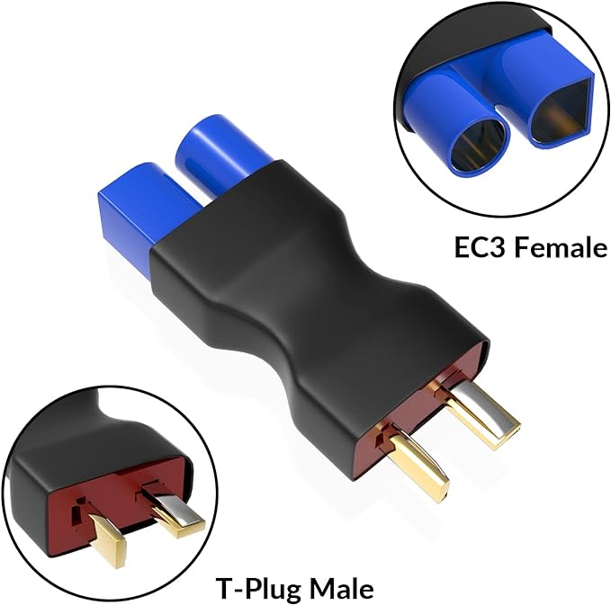 4pc T Plug to EC3 Adapters for RC Servo & Receiver Connections