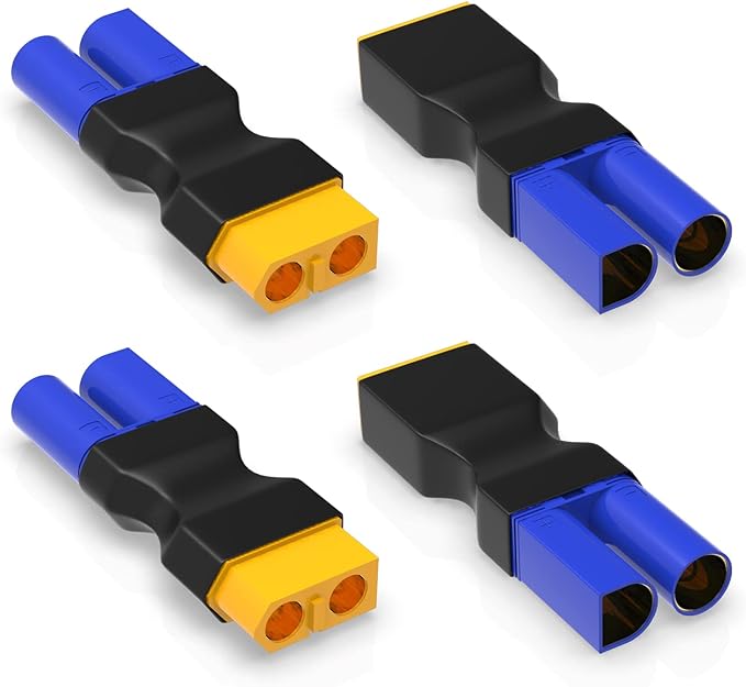 4pc XT60 to EC5 Connector Adapters for RC LiPo Batteries