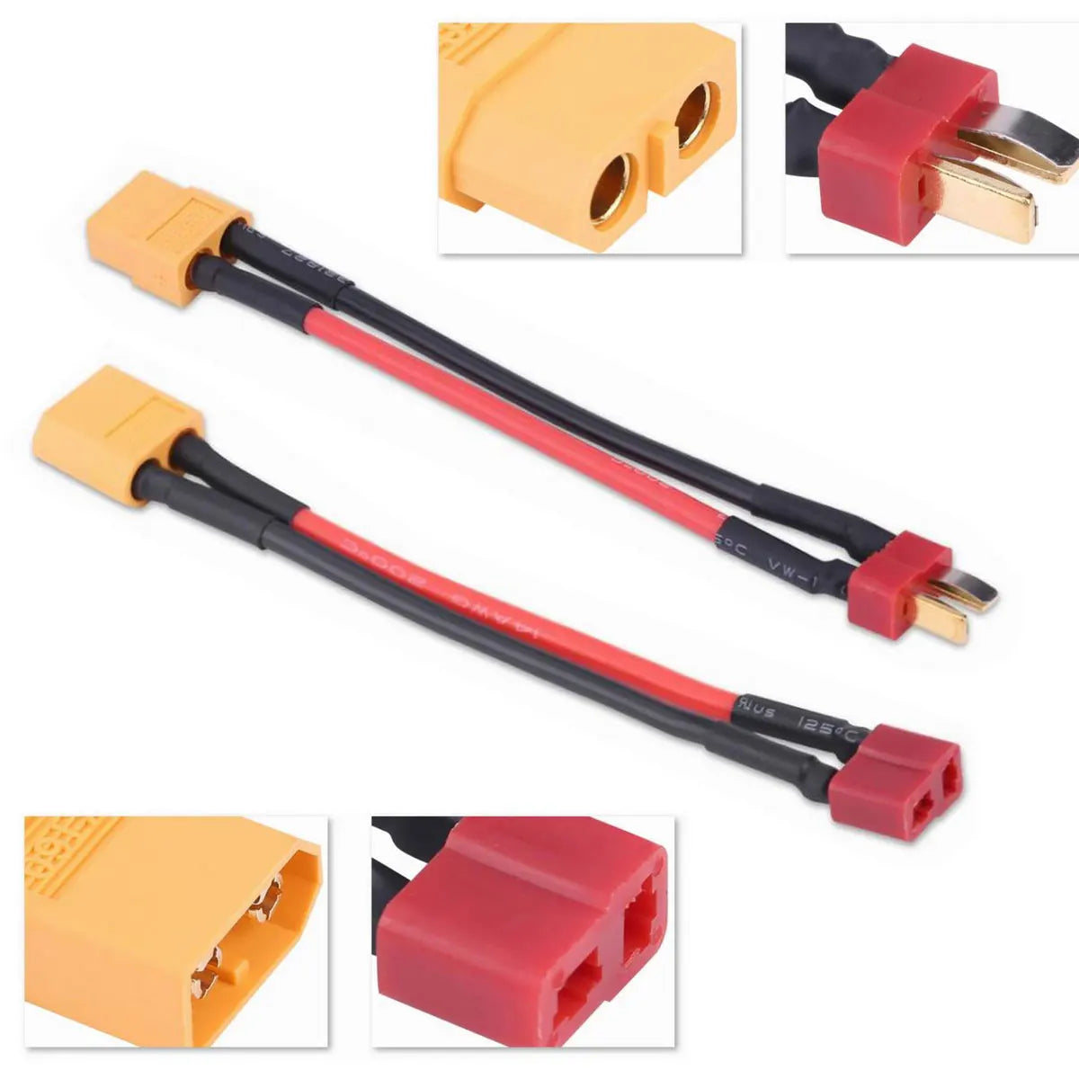 XT60 to Deans T-Plug Male Female Adapter Connector Cable for Lipo Battery 14AWG RC Parts