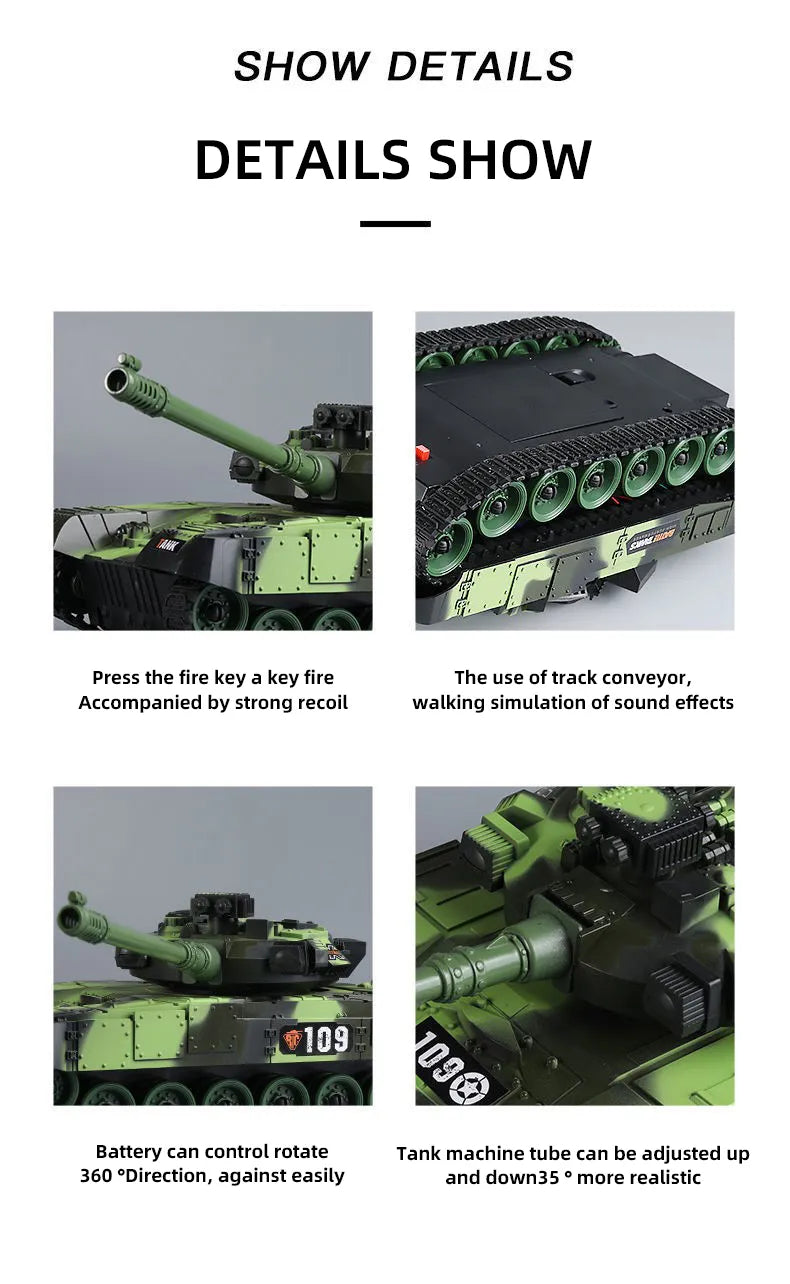RC Tank Military War Battle United States M1 Leopard 2 Remote Control Toy Car Tactical Model Electronic Toys for Boys Children