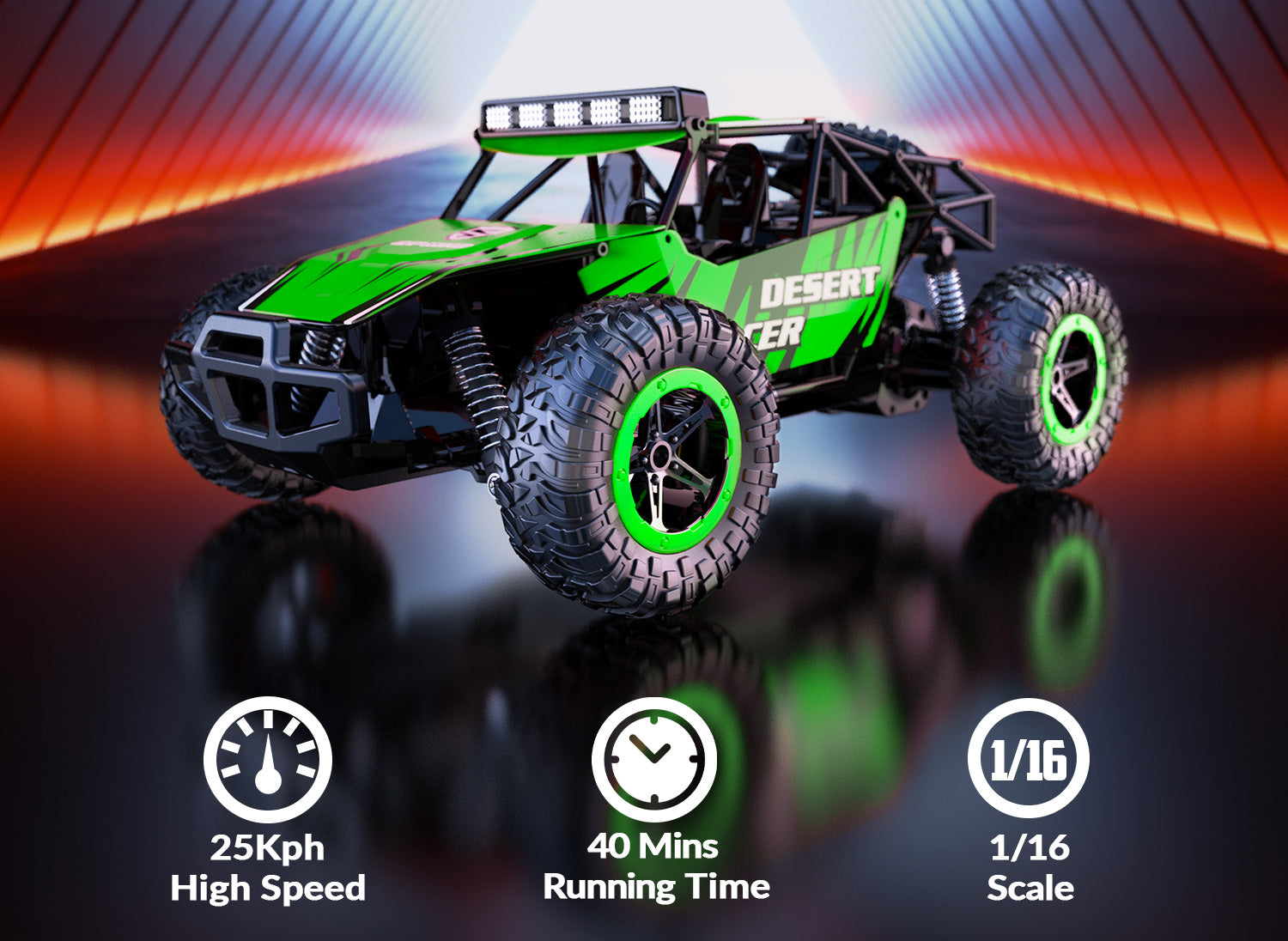 RACENT 1/16 All Terrain Remote Control Car for Kids Off Road RC Truck Desert Racer Great Gift