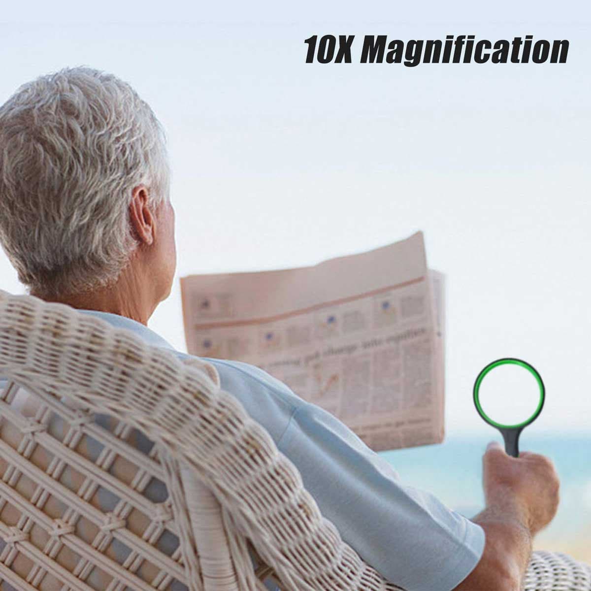 Multipurpose 10X HD thickened magnifying glass with 75MM Lens Magnifier and Non-Slip Soft Handle (Green)-EXHOBBY LIMITED.