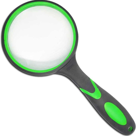Multipurpose 10X HD thickened magnifying glass with 75MM Lens Magnifier and Non-Slip Soft Handle (Green)-EXHOBBY LIMITED.