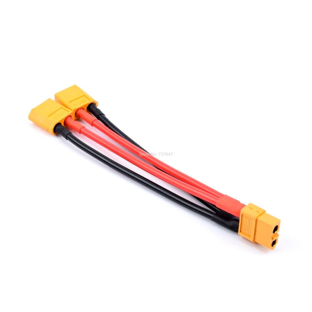 XT60 Parallel Battery Connector Male/Female Cable Dual Extension Y Splitter/ 3-Way 14AWG Silicone Wire for RC Battery Motor.