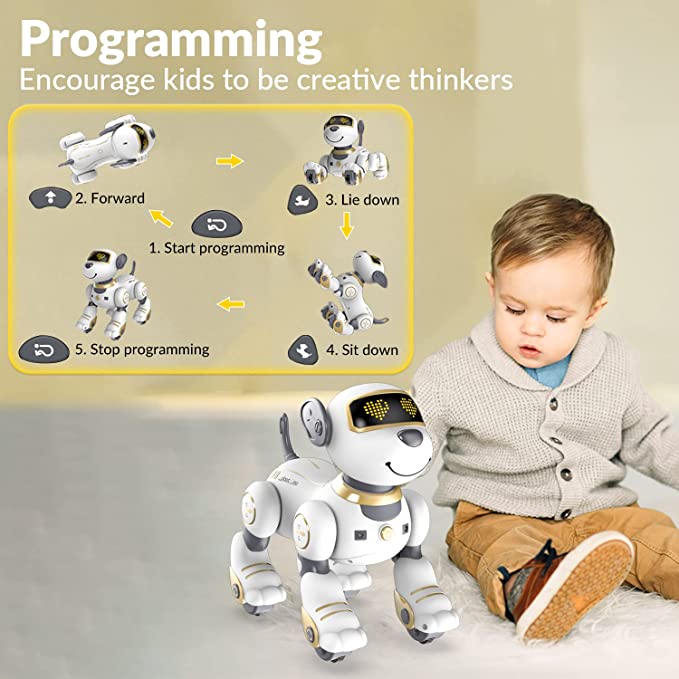 STEMTRON Programmable Interactive & Smart Dancing Remote Control Robot Dog Toy for Kids(Gold).