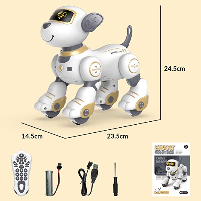 STEMTRON Programmable Interactive & Smart Dancing Remote Control Robot Dog Toy for Kids(Gold).