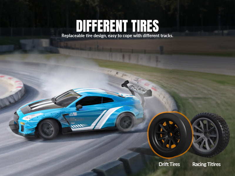 Racent 1:20 RC Drift Car 4Wd, LED Light, 2 baterías azules