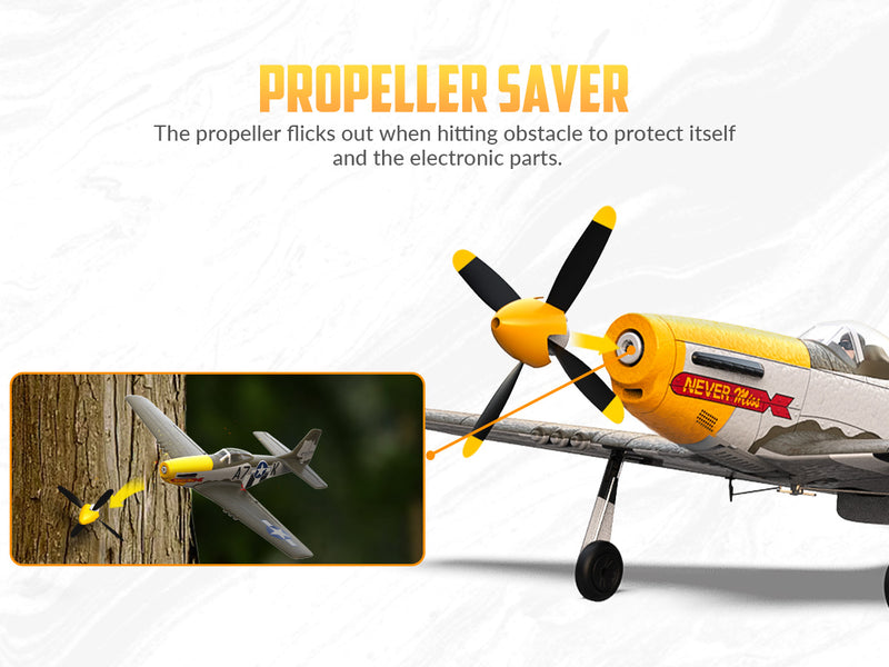 VOLANTEXRC 500mm P-51D Mustang (76802) PNP sin radio, batería y cargador