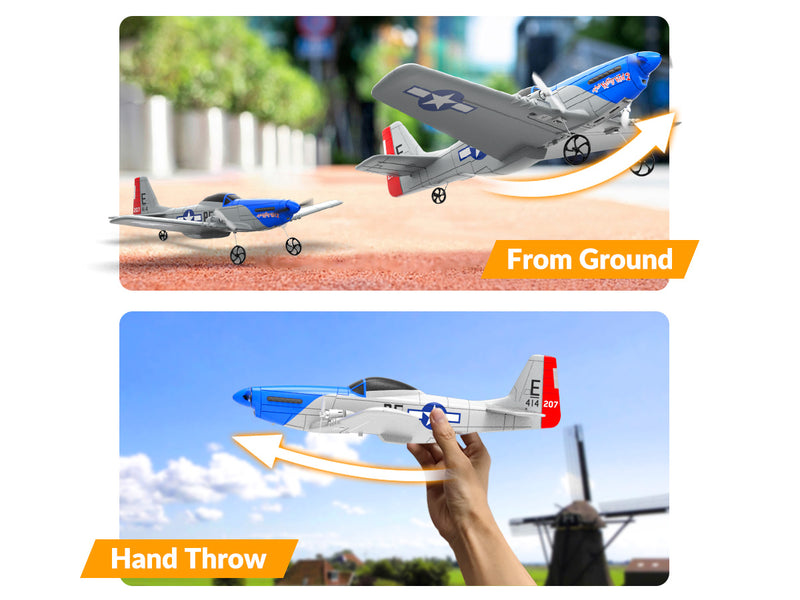 VOLANTEXRC P51D Mustang (RTF) 2CH 400mm Para niños principiantes (15.7'') 76203