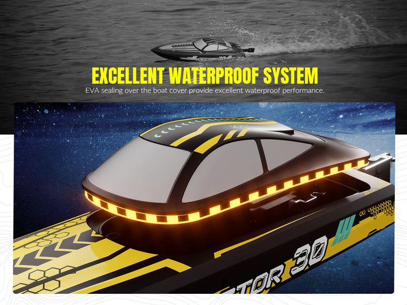 VOLANTEXRC Vector S Barco RC de alta velocidad con función de auto-enderezamiento y marcha atrás para piscina y lago (797-4 negro)
