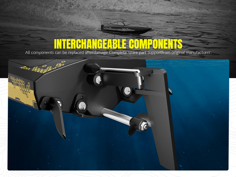 VOLANTEXRC Vector S Barco RC de alta velocidad con función de auto-enderezamiento y marcha atrás para piscina y lago (797-4 negro)