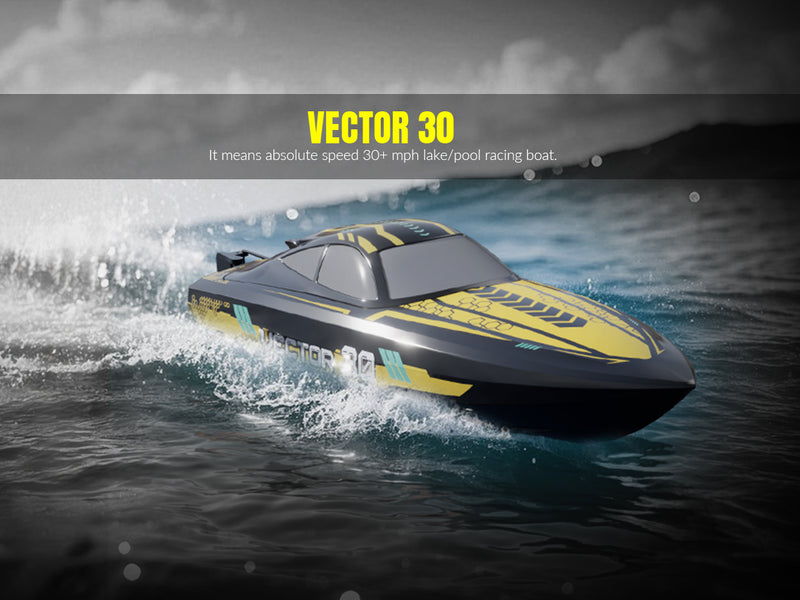 VOLANTEXRC Vector S Barco RC de alta velocidad con función de auto-enderezamiento y marcha atrás para piscina y lago (797-4 negro)