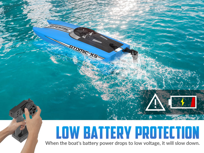 Barco de control remoto VOLANTEXRC Atomic XS con 2 baterías y función inversa (795-5 azul)