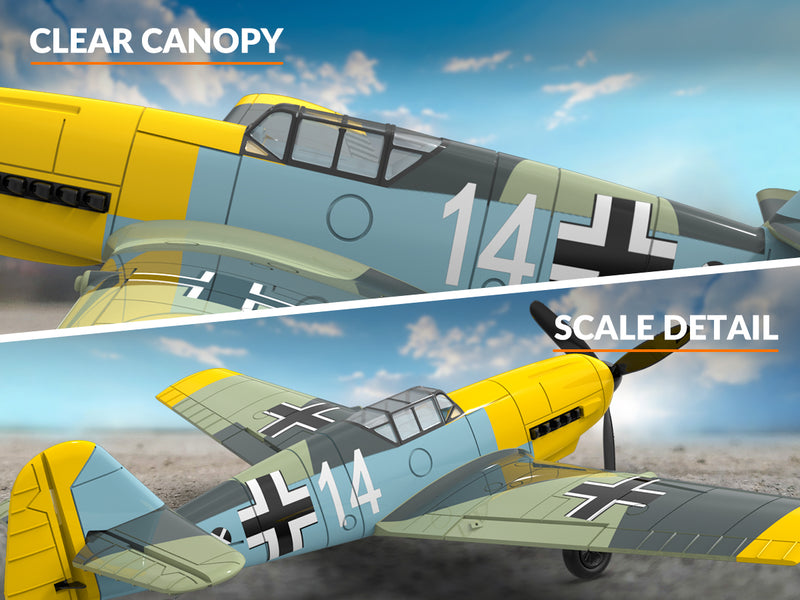 Avión de control remoto VOLANTEXRC BF 109 4-CH listo para volar para principiantes con sistema de estabilización Xpilot (761-11) RTF