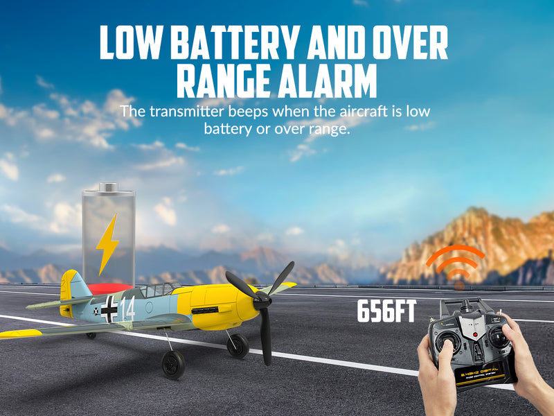 Avión de control remoto VOLANTEXRC BF 109 4-CH listo para volar para principiantes con sistema de estabilización Xpilot (761-11) RTF