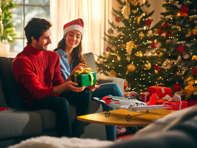 VOLANTEXRC P-51D Mustang Avión para principiantes de 2 canales con estabilizador giroscópico (762-3) RTF