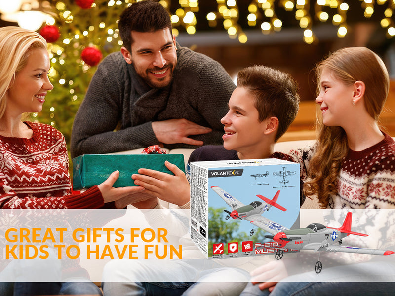 VOLANTEXRC P-51D Mustang Avión para principiantes de 2 canales con estabilizador giroscópico (762-3) RTF