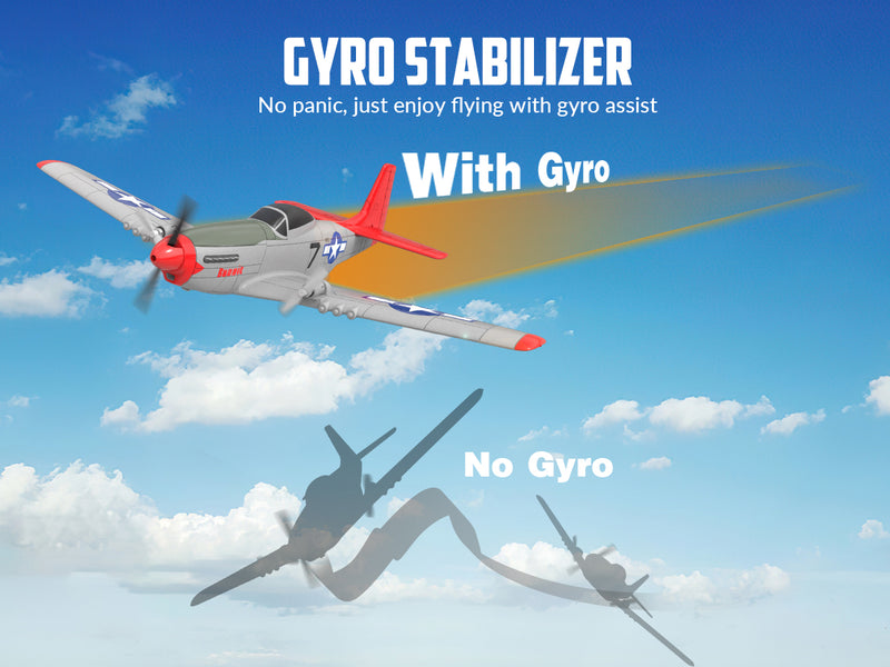 VOLANTEXRC P-51D Mustang Avión para principiantes de 2 canales con estabilizador giroscópico (762-3) RTF