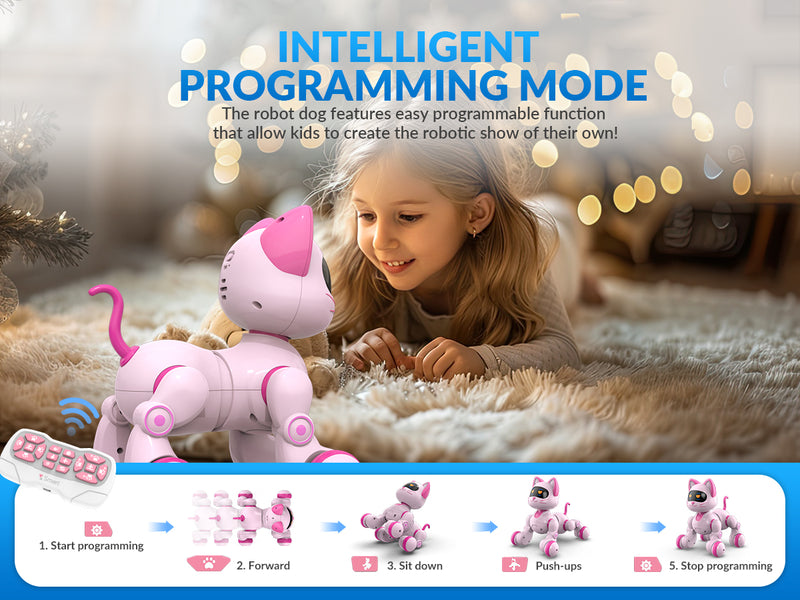 STEMTRON Programmable Remote Control & Interactive Robot Cat (White)