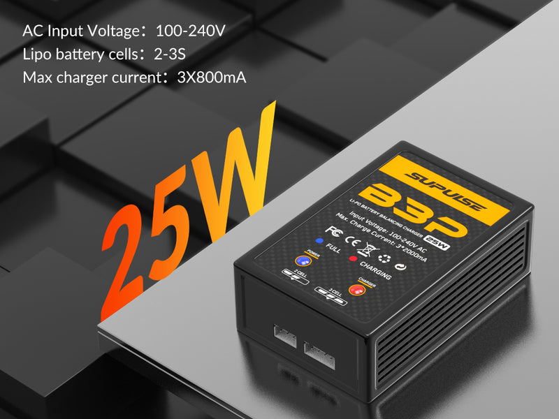 SUPULSE 2S-3S 7.4V 11.1V 25W Pro AC LiPo Battery Charger Fast Charing RC Balance Charger