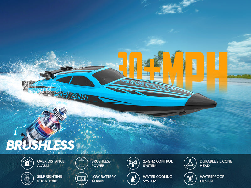 VOLANTEXRC Arrobolt SR40 Brushless 30+MPH Fast RC Boat, High Speed RC Boat for Adults (79705-blue)