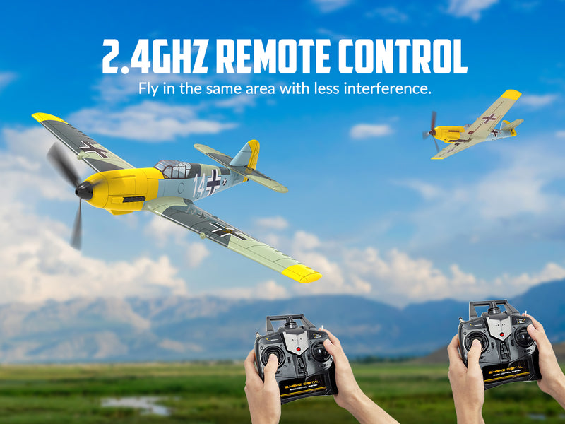 Avión de control remoto VOLANTEXRC BF 109 4-CH listo para volar para principiantes con sistema de estabilización Xpilot (761-11) RTF