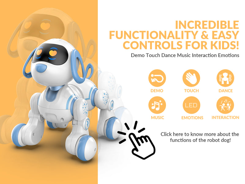 STEMTRON Programmable Remote Control & Interactive Robot Dog Toy(Blue)