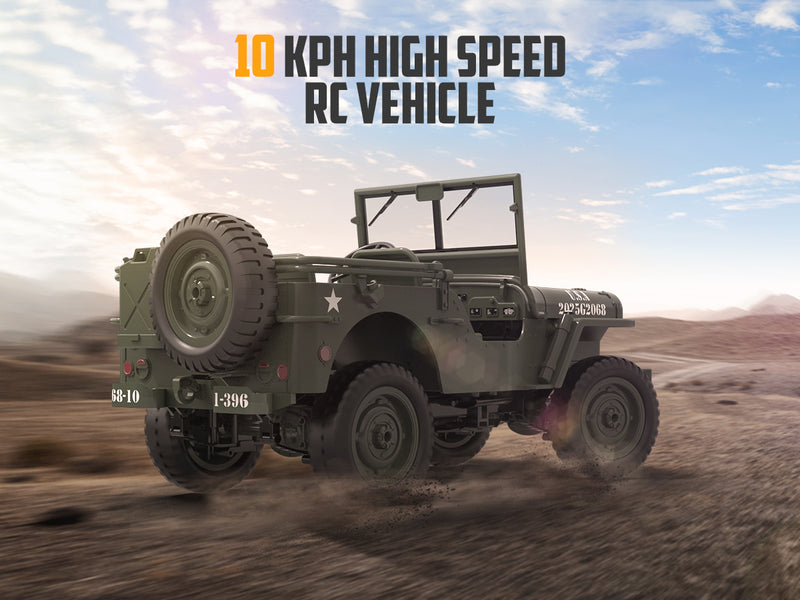 RACENT RC Crawler 1:10 Scale Simulation of a Multi-Purpose Off-Road Car 2.4G 1941 Mb Scaler Willys Jeep