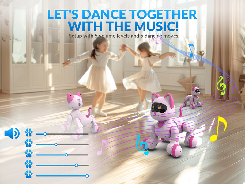 STEMTRON Programmable Remote Control & Interactive Robot Cat (White)