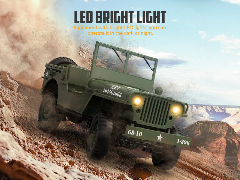 RACENT RC Crawler 1:10 Scale Simulation of a Multi-Purpose Off-Road Car 2.4G 1941 Mb Scaler Willys Jeep